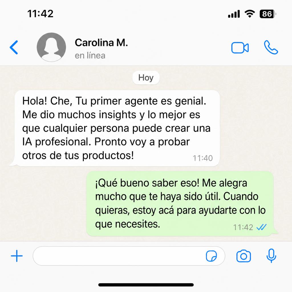 Mensaje de alumna sobre Tu primer agente