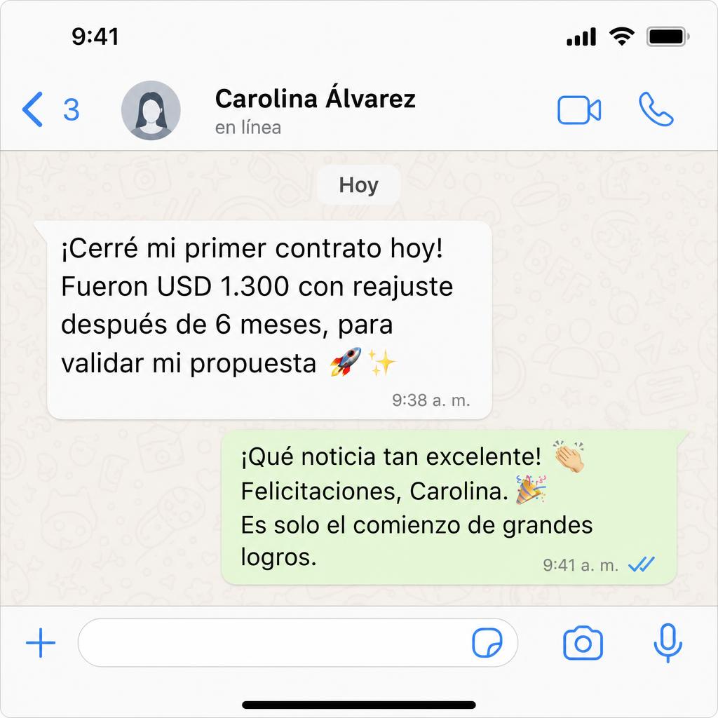 Mensaje: cerré mi primer contrato